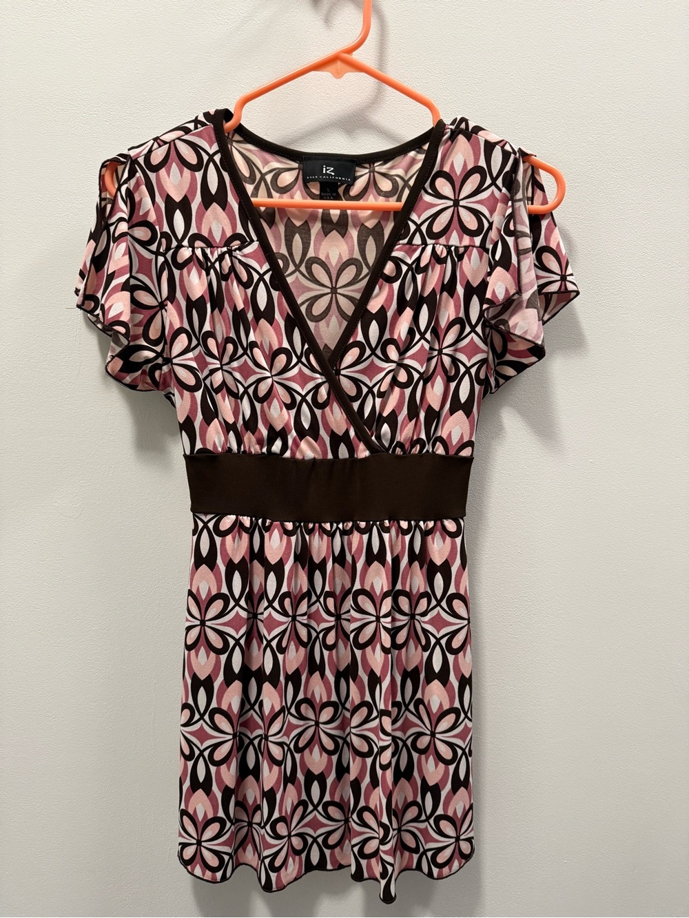 Byer California Pink Floral Wrap-Style Shirt
